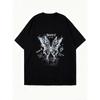 Oversized T Shirt Black Butterfly Graphic Print With Text Design For Casual Streetwear Fashion