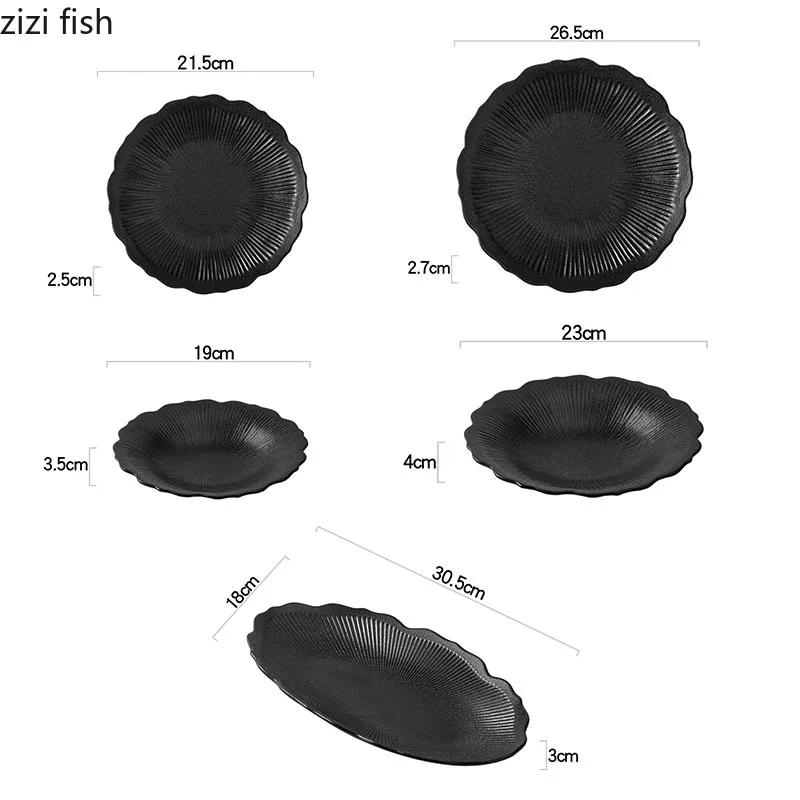 Farfurie cu dungi în formă de flori de culoare solidă Farfurie din ceramică cu friptură Farfurie cu salată Farfurii cu pește Farfurie pentru sushi Farfurii pentru desert