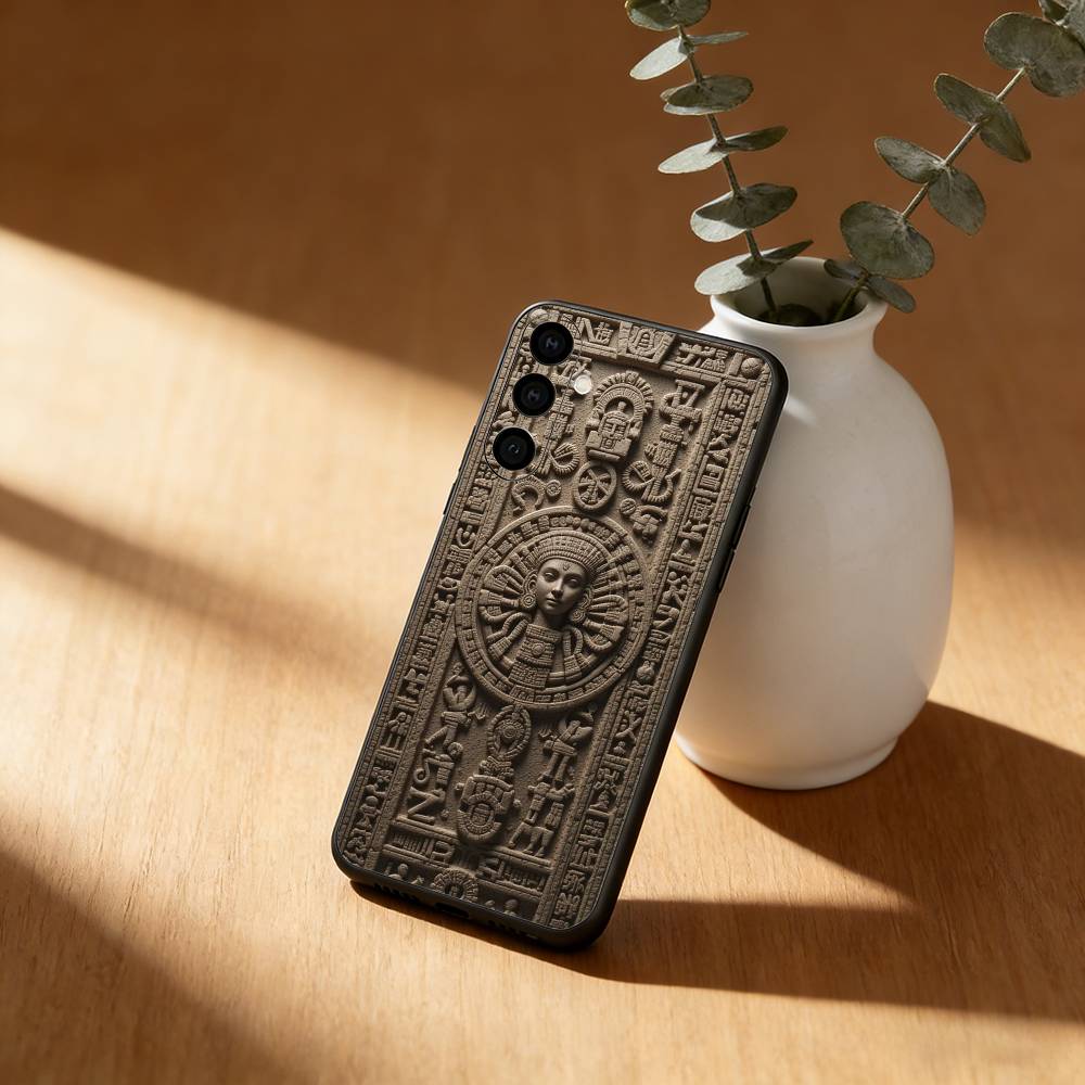 Mayan Aztec Calendar Statue Phone Case For Samsung Galaxy A20,21s,22,31,32,52,53,72,73,80,91 Soft Black Shell