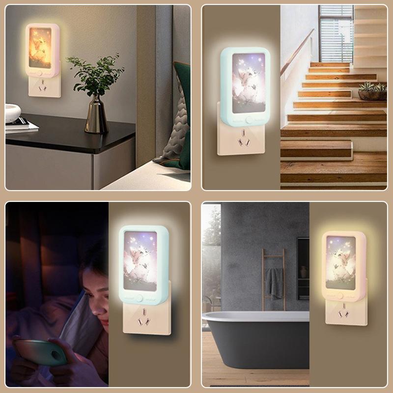 LED Mini Painting Night Light Switch Plug-In LED Light Eye Protection Night Light Lamp Use For Bedside Baby Feeding Living Room