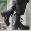 Martin boots men's British style 2024 new thick-soled thin Martin boots black spring and autumn tooling boots men's 8119-J