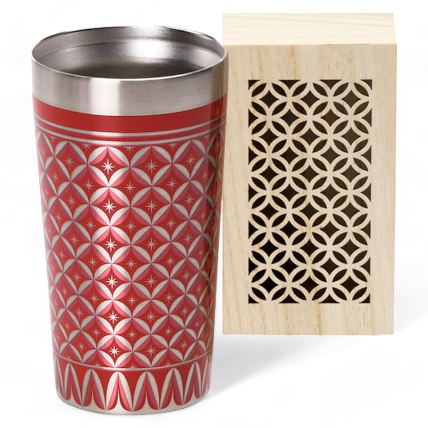 

Select Highball Stainless Double Walled Vacuum Wooden 350ml J-kitchens Glass, Steel, Tumbler, Red, Box,