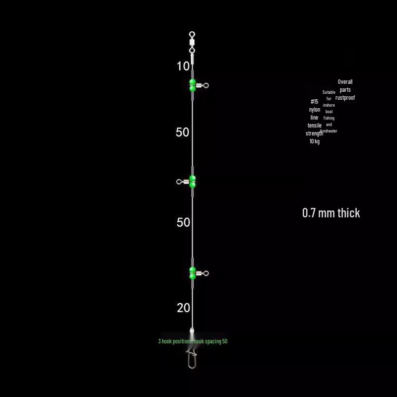 Luminous Swivel Leader Set with Bead Hook Rig for Sea Fishing