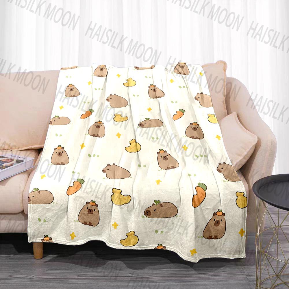 1 Stück Cartoon Cabypara Aufdruck Decke Warm Weich und Bequem Heim Reise Decke Büro Sofa Feiertagsgeschenke für Erwachsene Kinder