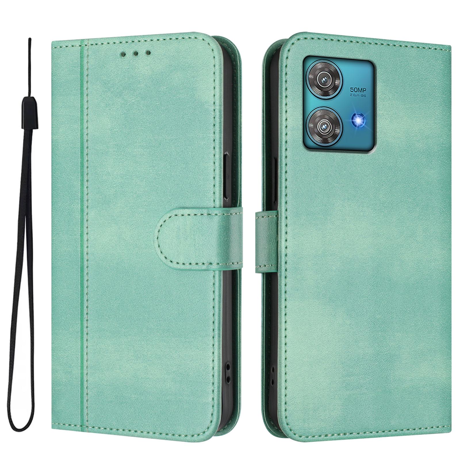 

For Motorola Edge 40 Neo 5G Cases Wallet Stand Retro Texture Leather Phone Cover with Lanyard Mint Green