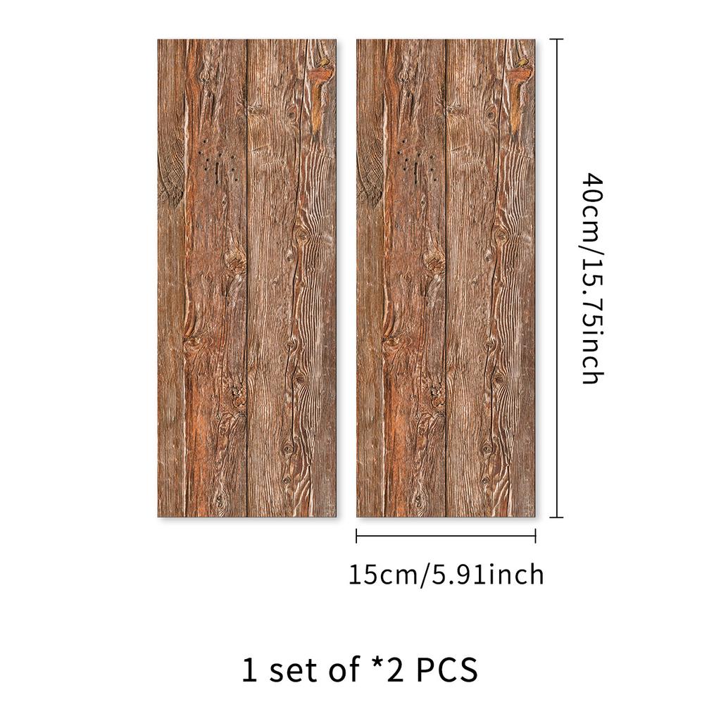 2Pcs 40X15cm PVC Wood Grain Wall Self-Adhesive Sticker Waterproof Living Room Bedroom Wall Decoration Floor Stickers