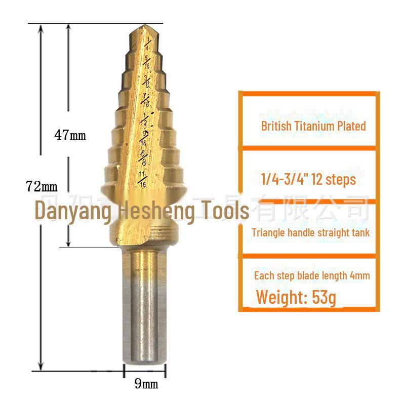 Bestseller Set di punte a gradino per l'apertura di fori su lamiere in acciaio a 5 pezzi UK - Punta a torre triangolare da 1/4"-1-3/8".