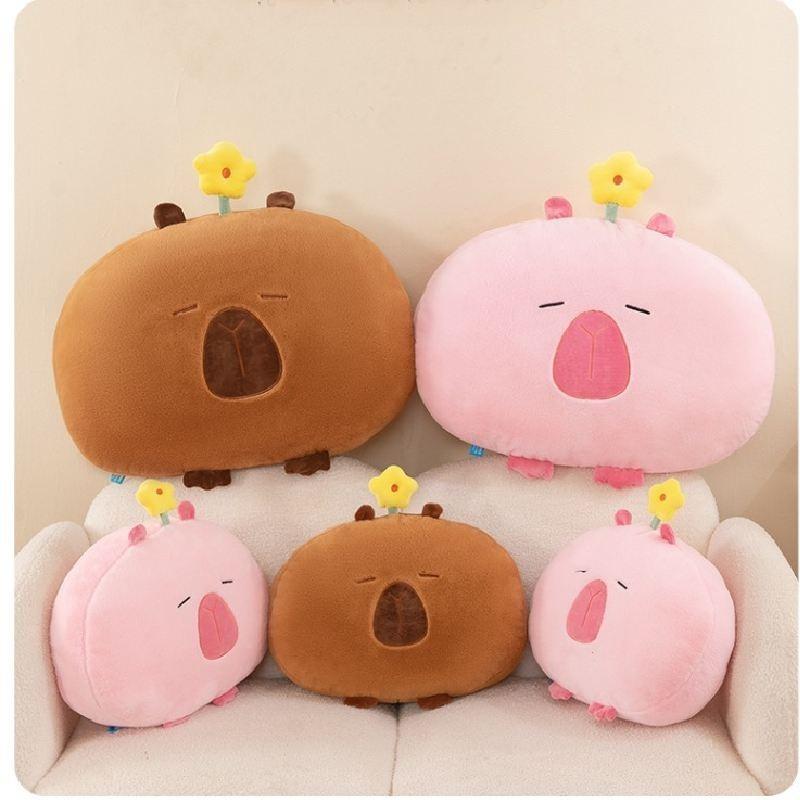 Adorable Plush Capybara Pillow Soft Water Pig Sofa Bed Headrest Perfect Gift For Girls