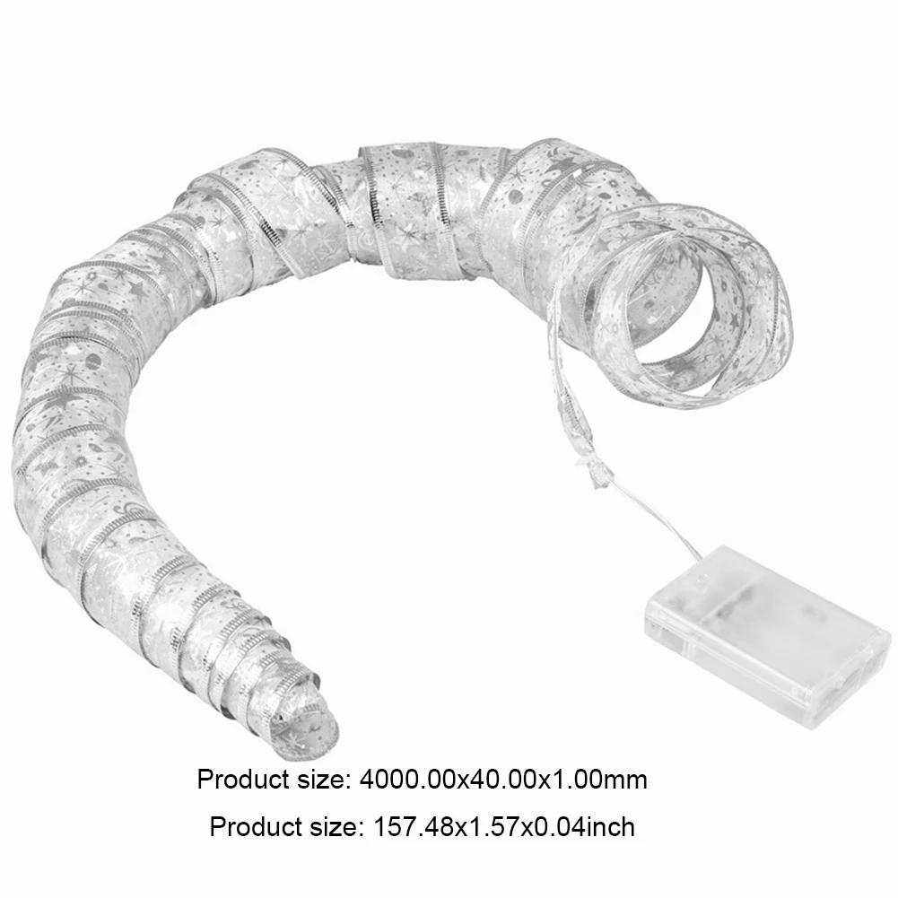 LED Christmas Ribbon Lights Battery Operated Ribbon String Lights Warm Light Christmas Tree Decorations DIY for New Year Decor