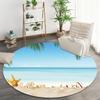 Luxury Beach Scenic Seaside Pattern Round Shape Floor Mats Kitchen Hallway Runner Rug Bedroom Living Room Soft Carpet Non-slip Area Rug