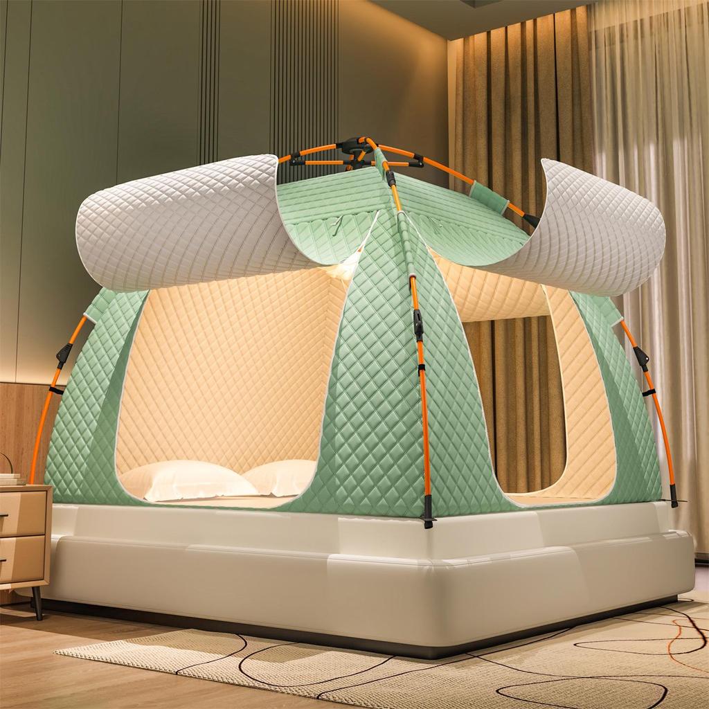 Thickened Winter Mosquito Net Tent: Light-Blocking, Drop-Proof, Full Coverage Yurt Canopy for Indoor Bed