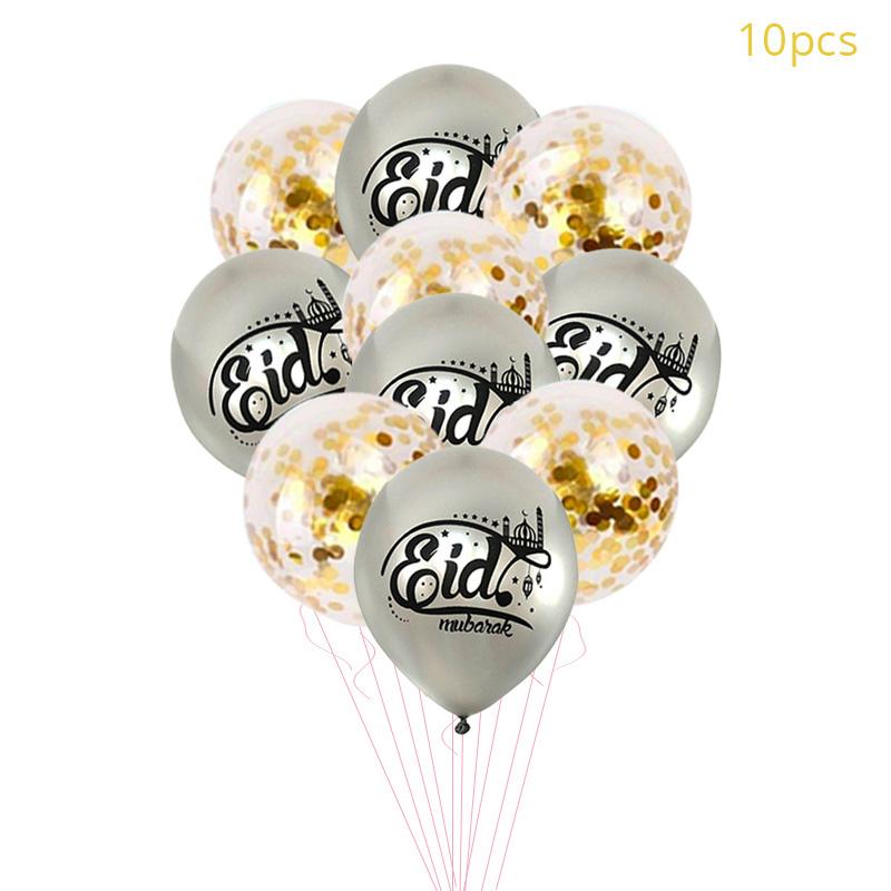 

10/15pcs Eid Mubarak Latex Balloon Ramadan Kareem Decoration Moon Star Castle Confetti Air Globos Muslim Islamic Festival Party 12INCH