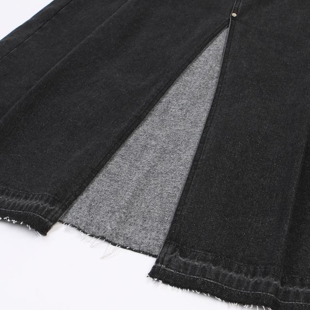 Rap Front Slit Fringe Denim Long Skirt Aq4Dsa61