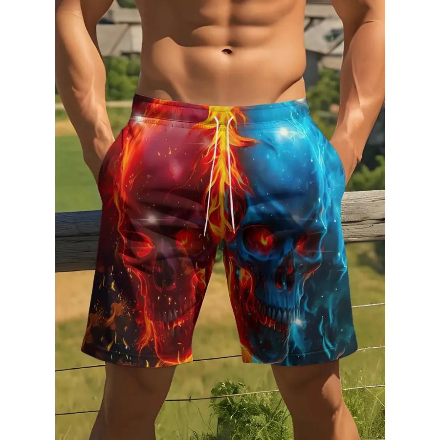 New Men Beach Pants Horror Skull 3D Printed Men's Shorts Summer Casual Quick-drying Trunks Men's Clothing Hawaiian Trendy Shorts