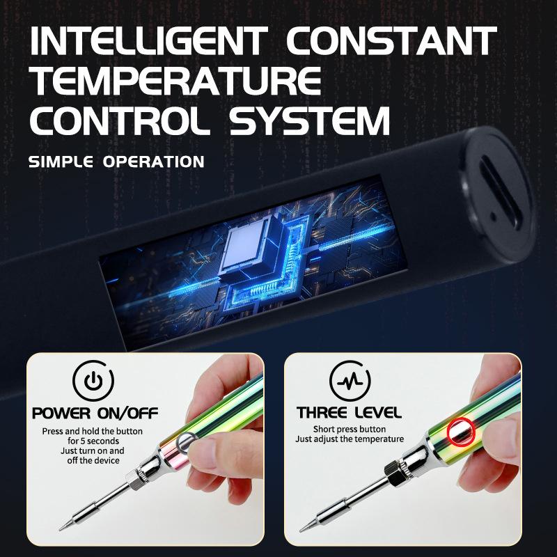 Cordless Soldering Iron Pen Built-In 350Mah Battery, Usb Rechargeable 3-Level Temperature Cartridge Tool For Electronics Repair