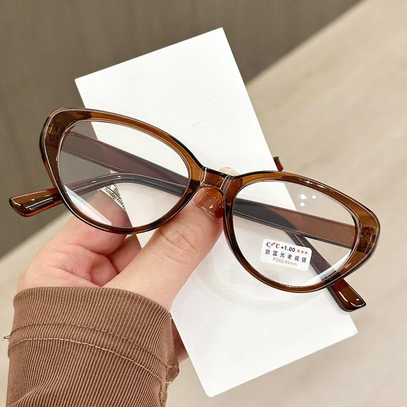 

Retro Style Cat Eye Presbyopia Glasses TR90 Material Glasses Frame Anti Blue Light Flat Glasses Ultra Light Oversized Glasses Frame Reading 4.0