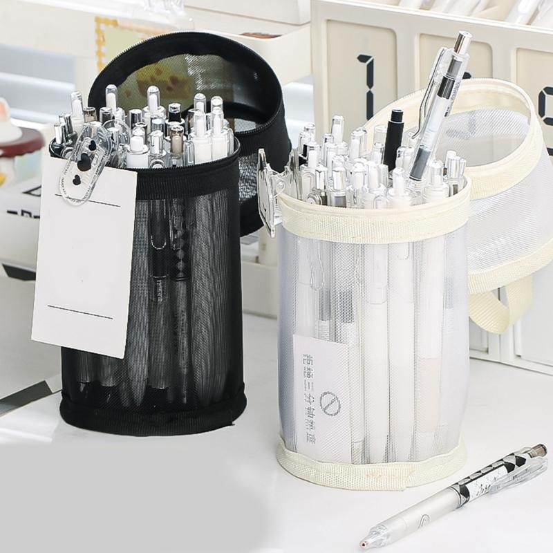 Large Capacity Pencil Bag Cylindrical Pencil Case Pen Pouch Clear Pencil Pouch Pen Case School Office Supplies