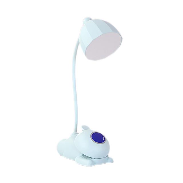 

Настольная лампа с зажимом для защиты глаз, регулируемая яркость, 360°, гибкие светодиодные настольные лампы, перезаряжаемый ночник для учебы, чтения, офиса синий