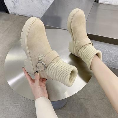 Stivali alla Moda da Donna Nuovi Invernali Versatili Stivaletti Casual Scarpa da Donna con Suola Spessa Semplici Stivaletti Corti Quotidiani Stivale Invernale Raffinato