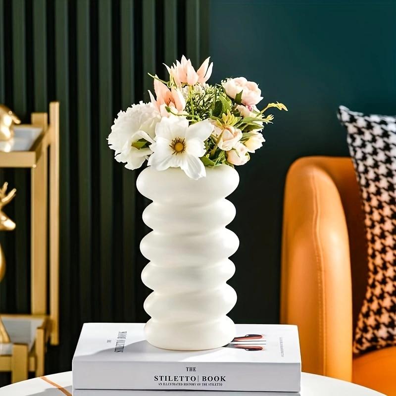 1PC Plastic Spiral White Vase Hydroponic Pot Vase Decoration Home Desk Decorative Vases for Flowers Decoration Maison Floreros
