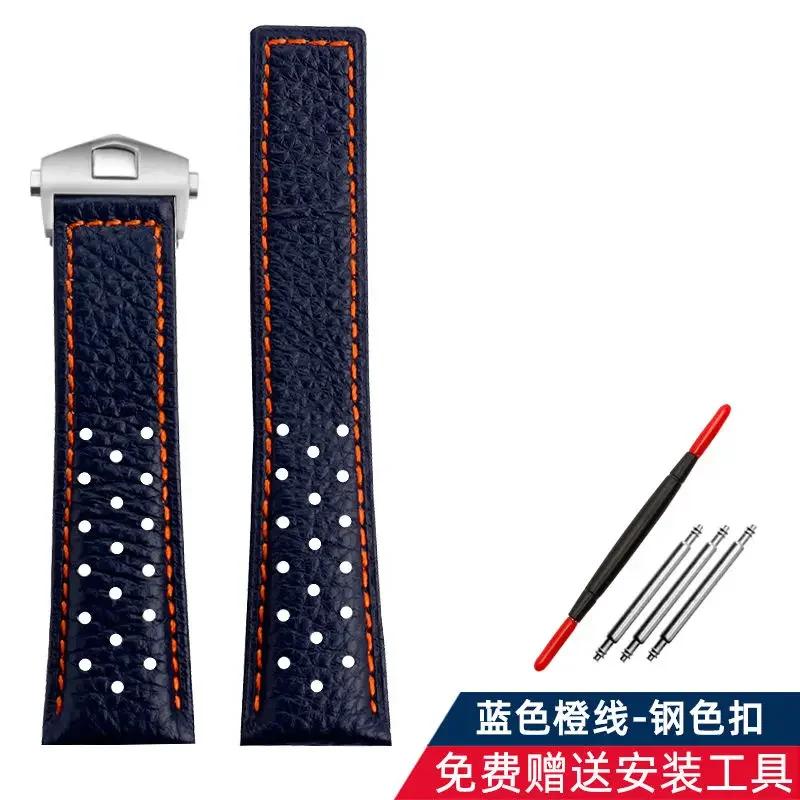 Genuine Leather Watch Band For TAG Heuer MONACO CARRERA CAW211R/P Watchband lychee print cowhide Strap men's Bracelet 22mm