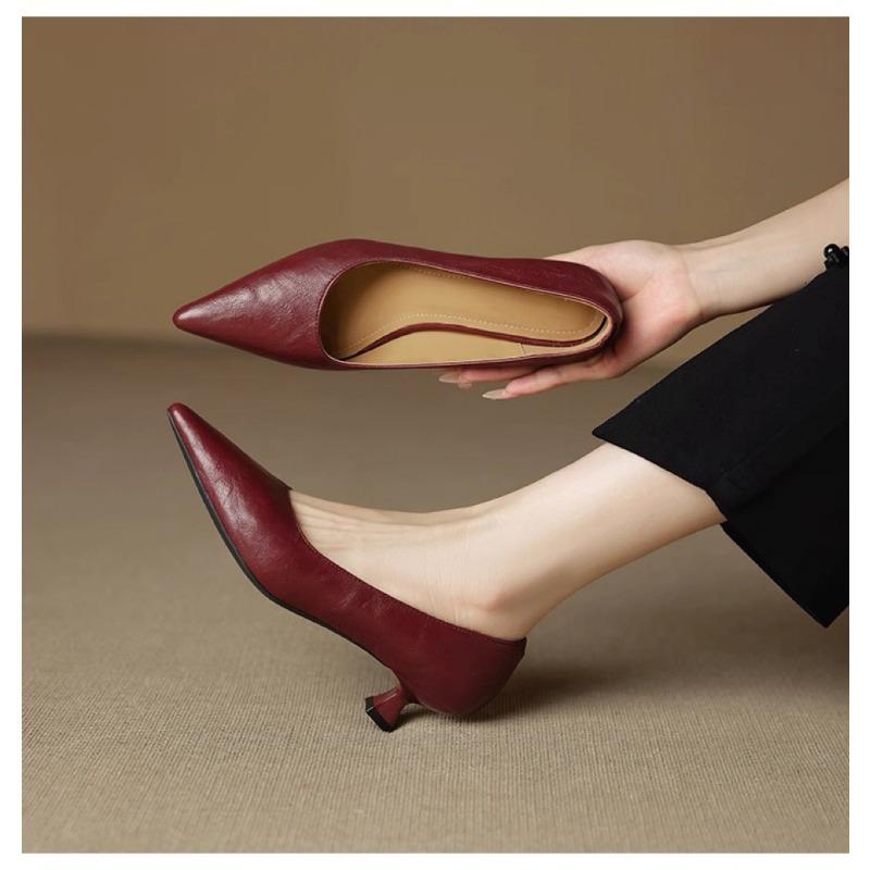 New Style Fashion Women's Leather Shoes Pointed Toe Women Pumps Shoes for Women High Heels Loafers Fashion Concise Ladies Shoes