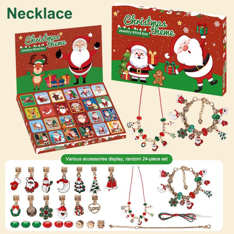 

2026 Creative Diy Snowman Santa Claus Christmas Tree Beaded Bracelet Necklace Blind Box Toy Jewelry Year Gift For Friend Necklace