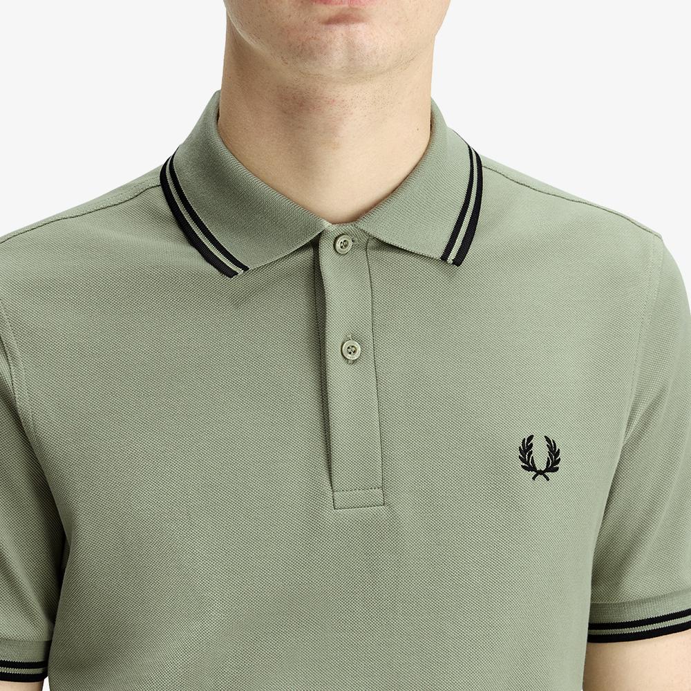 FRED PERRY [M3600] Twin Tip Fred Perry Shirt - Seagrass/Black Afpm2613600-S23