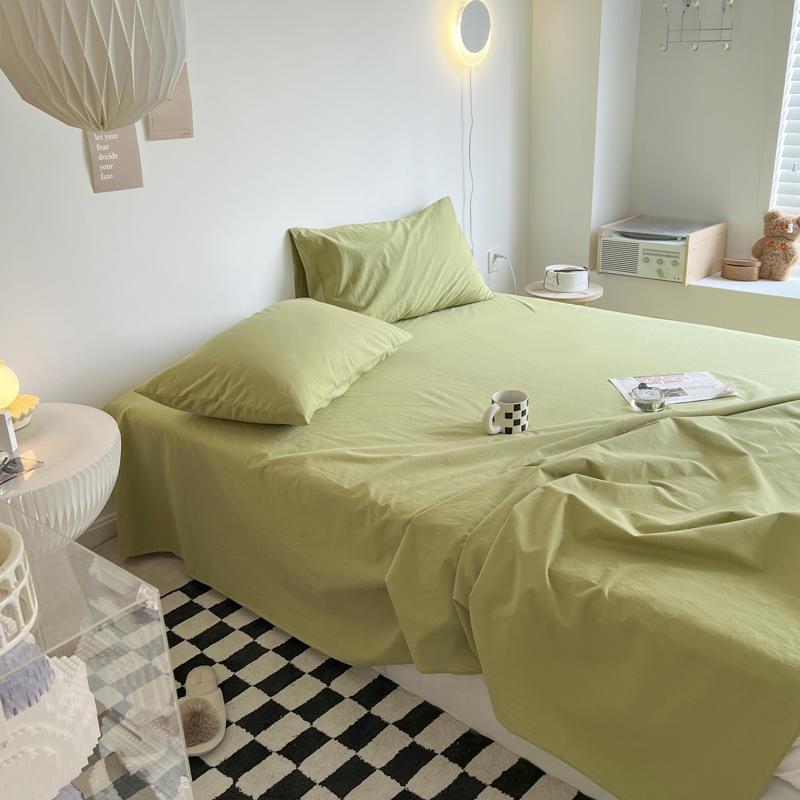 2025 Frühling und Sommer klein frisch einfarbig Laken Einzelstück neu karierte Laken pillingfrei hautfreundlich verdickte Steppdecke Einzelbett Hut