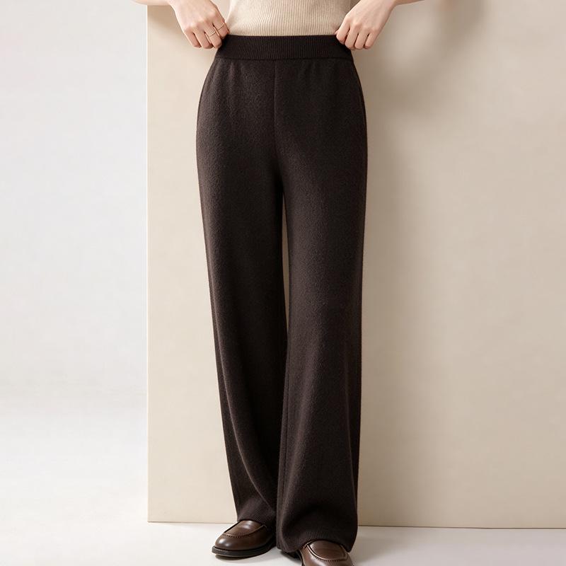 2026 Le Kasha Women's High-Waisted Wide-Leg Fine Wool Knit Pants - Autumn/Winter Collection