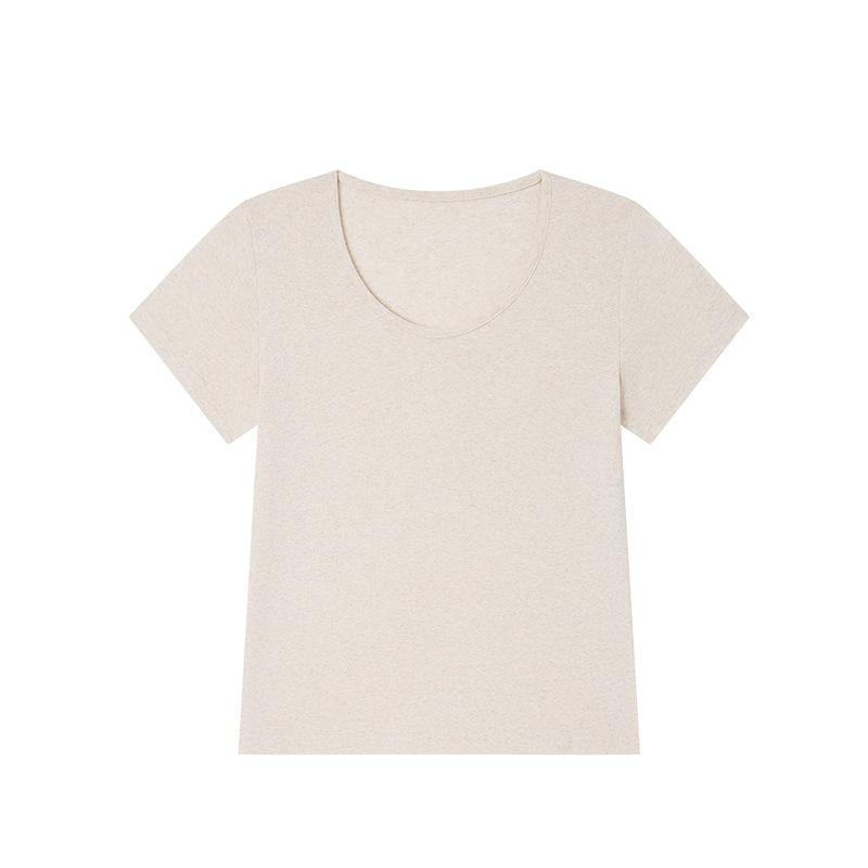 New Spring and Summer Base Layer T-shirt for Women with Egg Neck, Skin-friendly and Slimming Short-sleeved Top