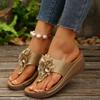 Large size women's shoes summer new slope heel cool slippers wearing flip-flops female flower sandals