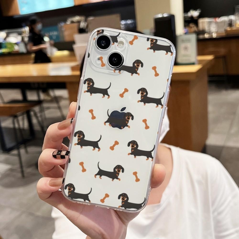 

Dachshund Silhouette Dog Phone Case For iPhone 16 15 14 13 12 11 Pro Max XS X XR 7 8 SE Back Cover Clear Funda iPhone 16 Plus