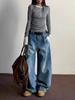 American Vintage High Street Vasket Vidde Jeans Dame 90-talls Retro Løse Motedesign Bukser Koreansk Elegant Denim Bukser Ins