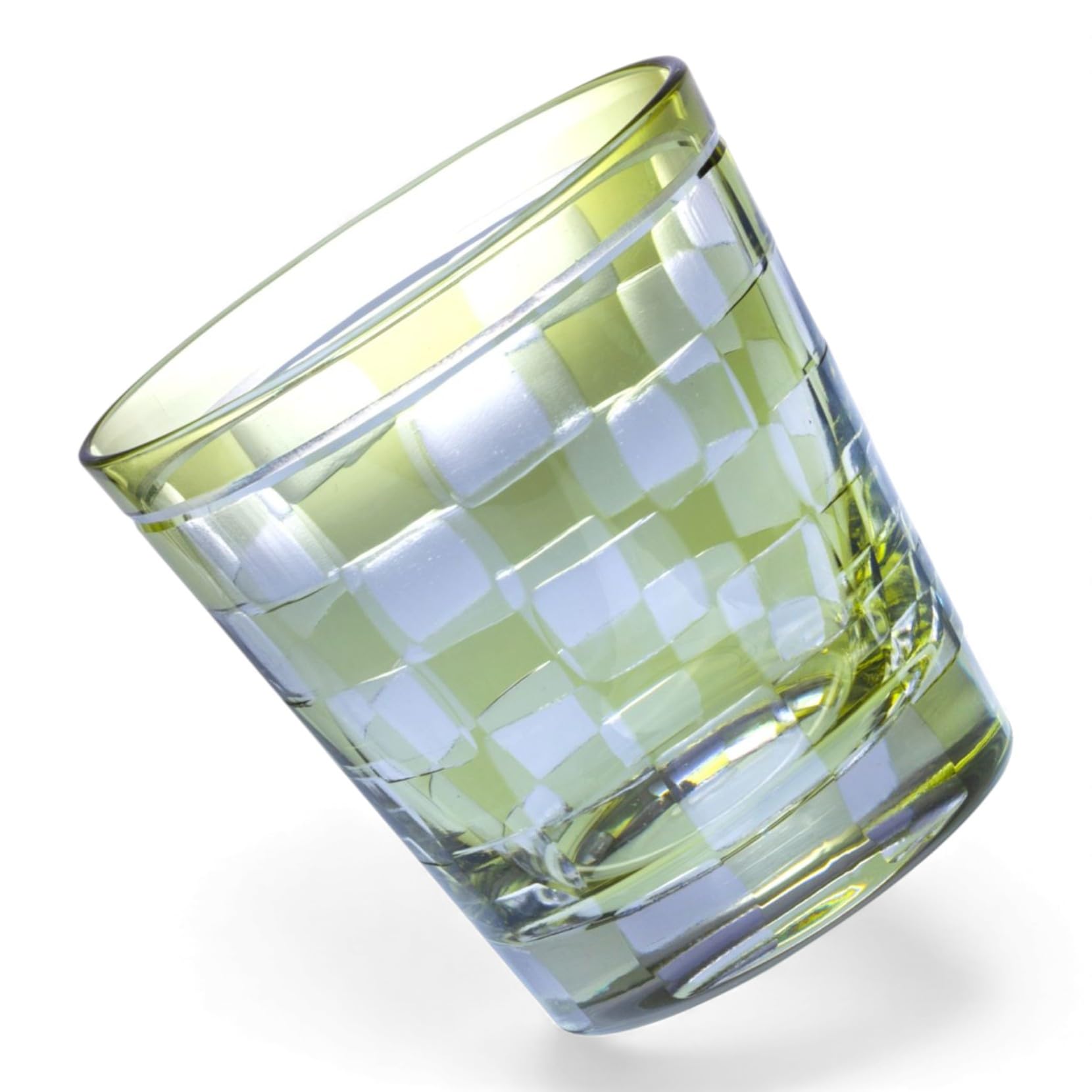 Dinner Luxe Cut Glass Rock Glass Cup 260cc Ichimatsu Green Kouga Takumi-fu 85xH90mm PNO.333507
