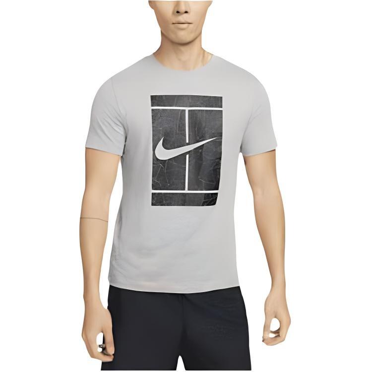 Men s Nike Large Logo Pattern Printing Round Neck Casual Short Sleeve Gray T-Shirt DD8406-063 XXL