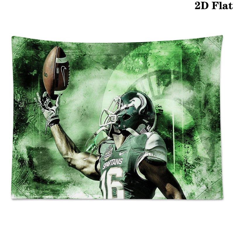 Michigan State Spartans football Wall Tapestry Aesthetic Wall Hanging Printed Fabric Blanket Decorative Tapestries for Bedroom Living Room Home Decor