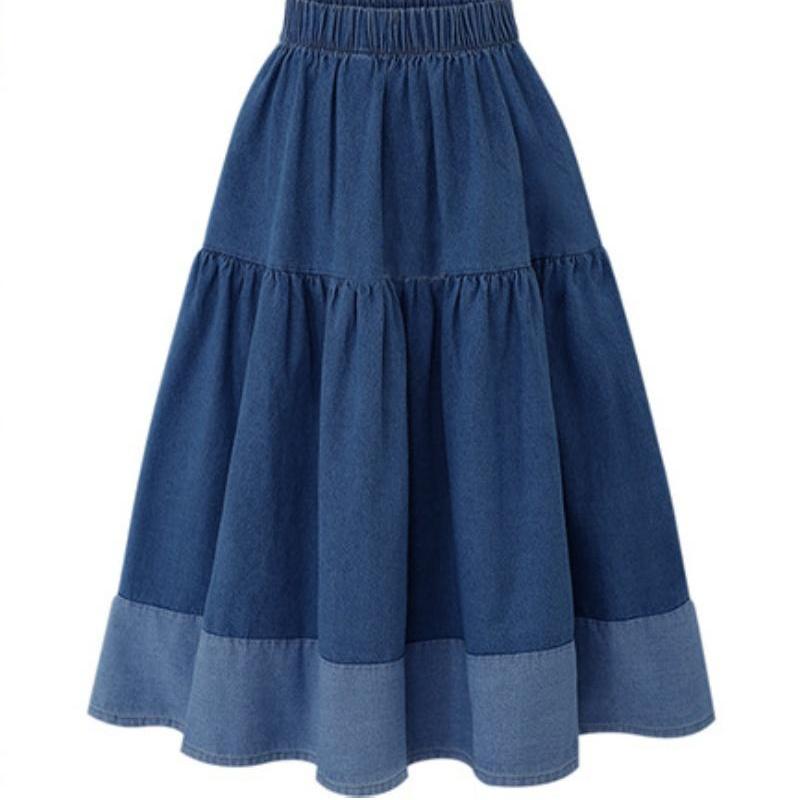 

Tooxika, новая женская повседневная юбка большого размера с джинсовой юбкой в ​​стиле пэчворк и юбкой-тортом XL