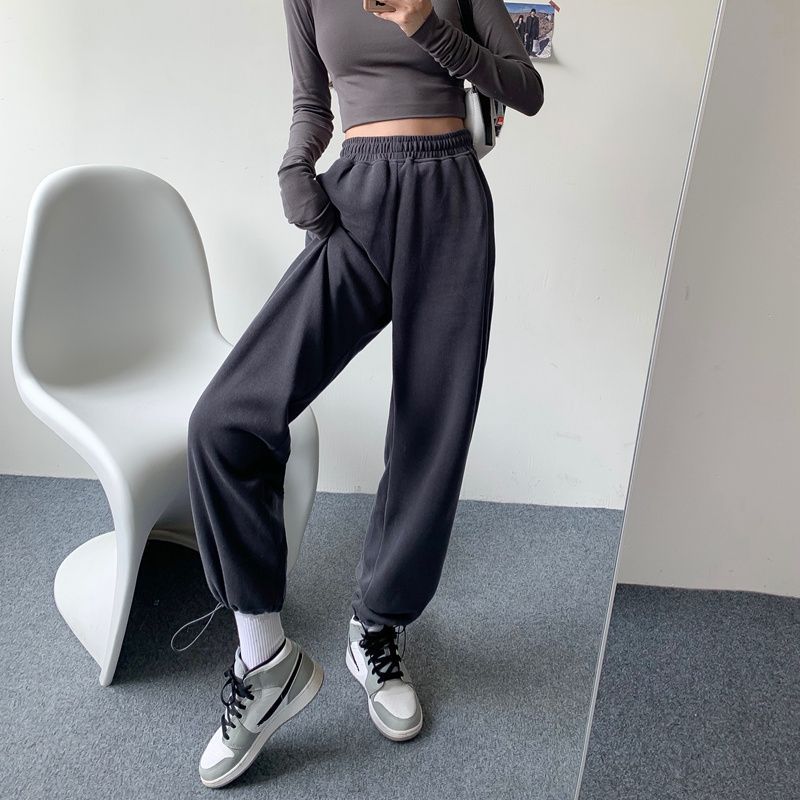 Fashion Casual Pants Women's Spring and Autumn New High-waisted Loose Wide-legged Sweatpants Slim Straight Trousers