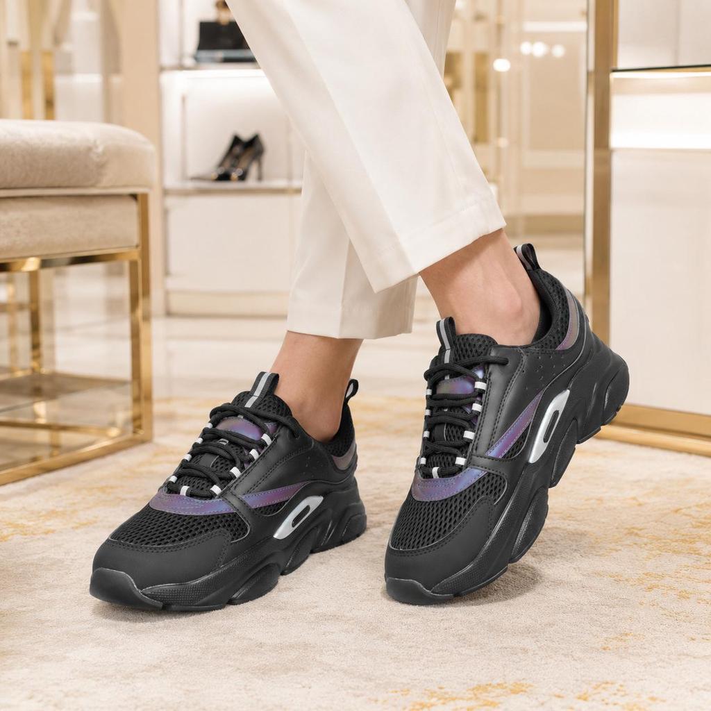 European Station B22 Unisex Thick-Soled Sports Casual Sneakers - Breathable, Height-Increasing Dad Shoes.