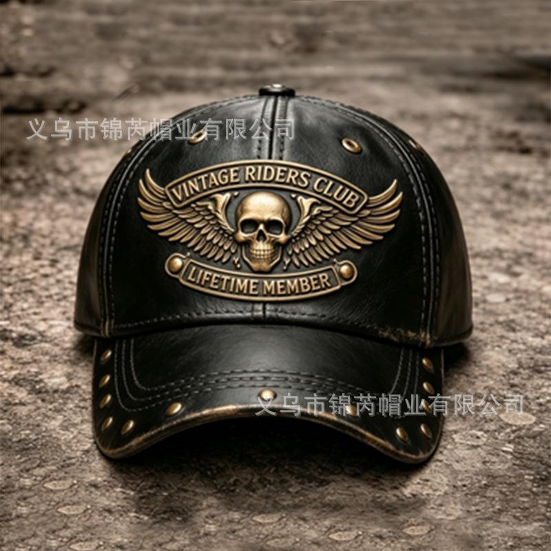 Popular men's retro old baseball caps, FOREVER RIDERS skeletons