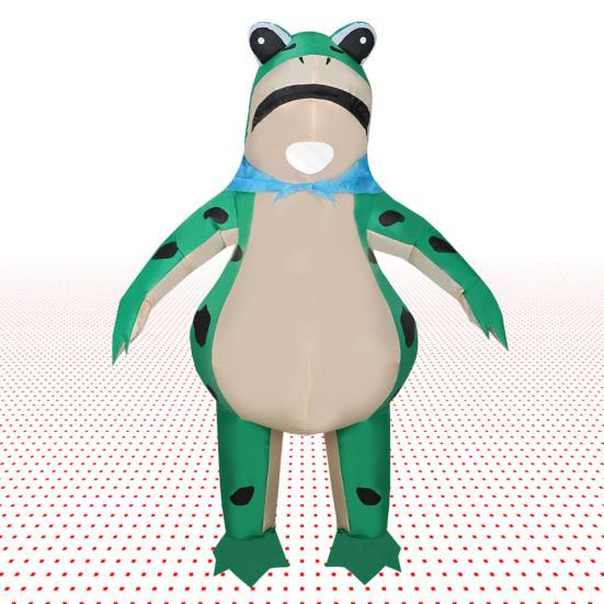 Nadmuchiwany kostium żaby dla dorosłych i dzieci, zabawny kostium żaby do nadmuchiwania z pompką powietrza, kombinezon żaby na całe ciało na Halloween, cosplay