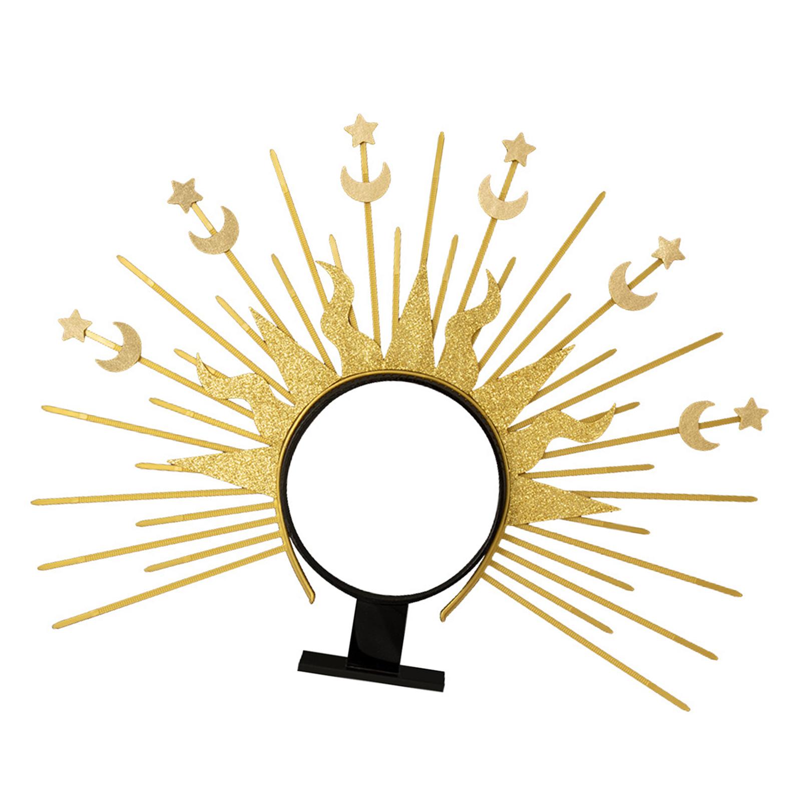 

Elegant Radiance Crown Headband Moon Star Baroque Tiaras Hairband Women Cosplay Costume Accessories Church Hairband