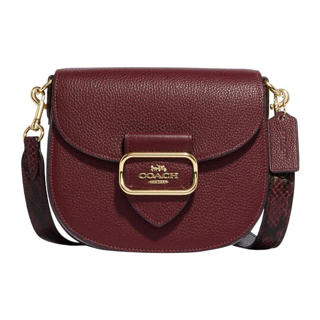 

Coach Morgan 20 Snap Closure Detachable Shoulder Strap Leather Saddle Bag Women Shoulder Bag Cherry-Red CE566-IMOCQ Basic Set (Bag+Dust Bag)