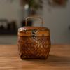 Tung Oil Lacquer Old Storage Retro Bamboo Woven Tea Set Storage Basket Bamboo Woven Basket Tea Set Box Bamboo Products