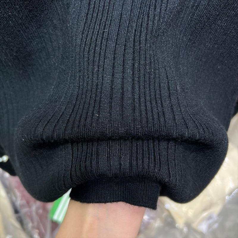 Podzimní Nový Svetr Pletený s Korálky Dlouhý Rukáv Dámský Zimní Slim Fit Základní Pulovr Svetry pro Ženy Módní Elegantní Jednobarevné Teplé Svetry Topy 24868