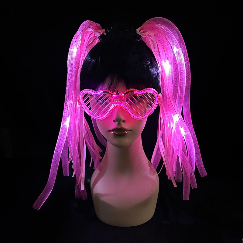 Grappige LED Knipperende Vlecht Hoofdband Verlichte Noodle Hoofdband Meisje Vrouwen Rave Carnavalsfeest Hoofddeksels Benodigdheden Bar Nachtshow Rekwisieten