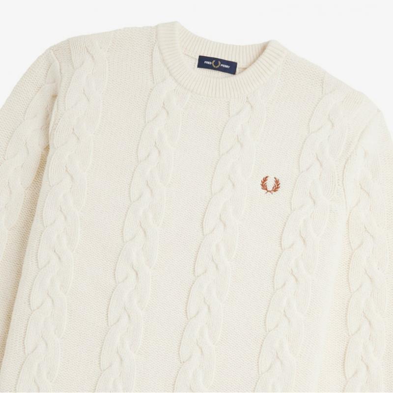 Fred Perry [sharp] Chunky Cable Knit Sweater   Ecru Afpm2438562 560