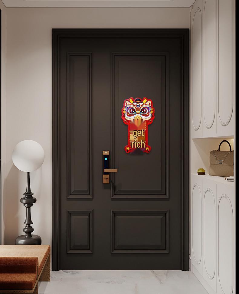 Chinese Lion Dopamine Magnetic Doorbell: Festive Décor for Wealth & Fortune, New Year, Holiday, and Housewarming