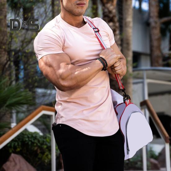 Men Shirt Top Round Neck Short Sleeve Solid Color Design Soft Breathable Regular Fit Casual Sports Fitness Shirt Daily Wear